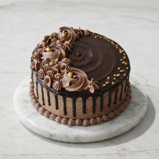 Chocolate Rosette Delight cake with elegant chocolate rosette piping and rich layered design - Toromi Bakehouse