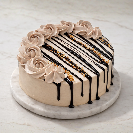 Tan Silk Dream Cake with smooth silky tan finish and elegant layered design - Toromi Bakehouse