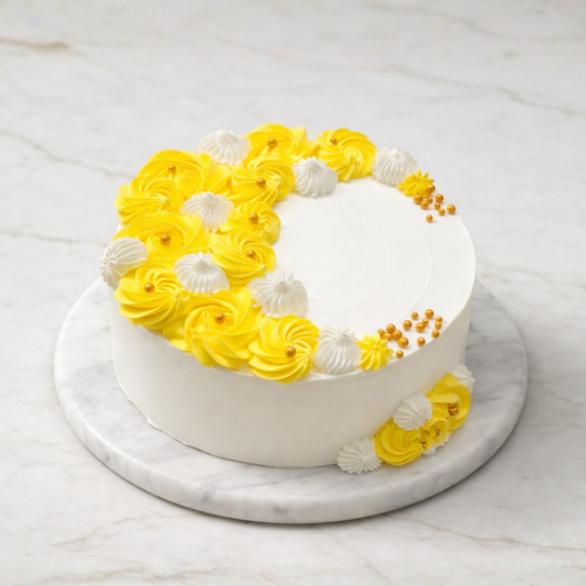 Yellow Rose Dream cake with elegant yellow rose decorations and soft pastel layers - Toromi Bakehouse