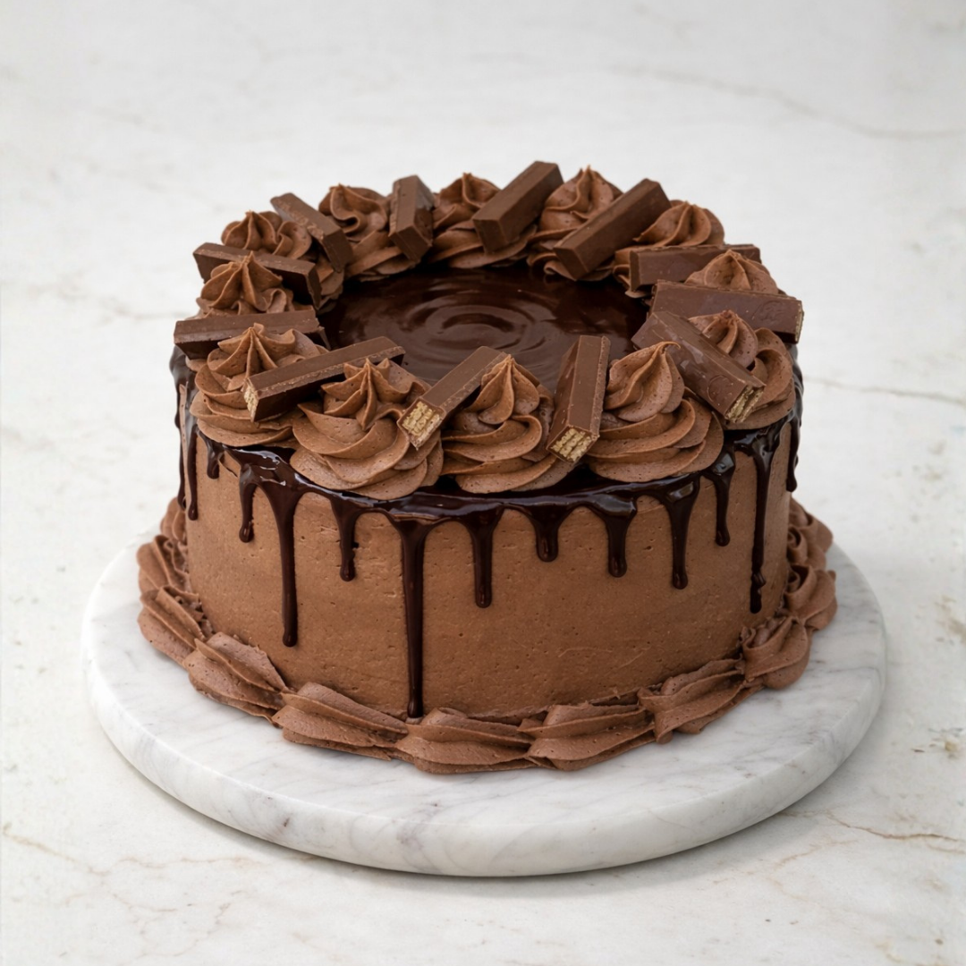 Chocolate Rosette Bliss cake with delicate rosette piping and rich chocolate layers - Toromi Bakehouse